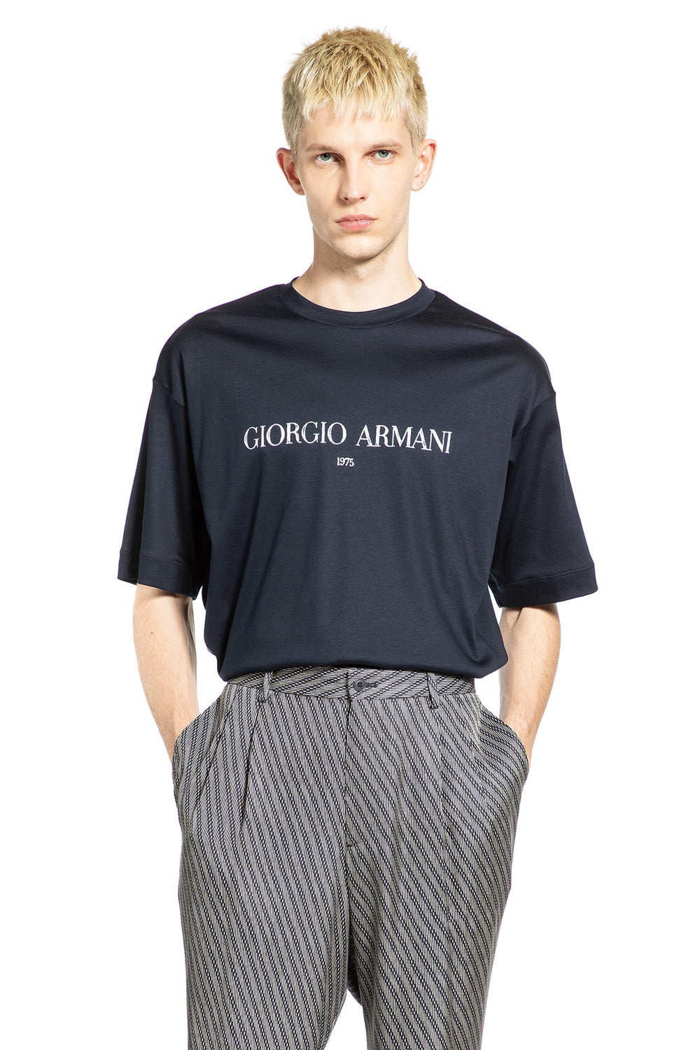 GIORGIO ARMANI Cotton Interlock Jersey T-Shirt man