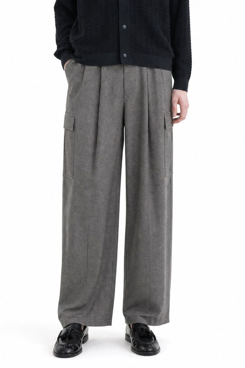 GIORGIO ARMANI Wool Cashmere Denim-Effect Cargo Pants man