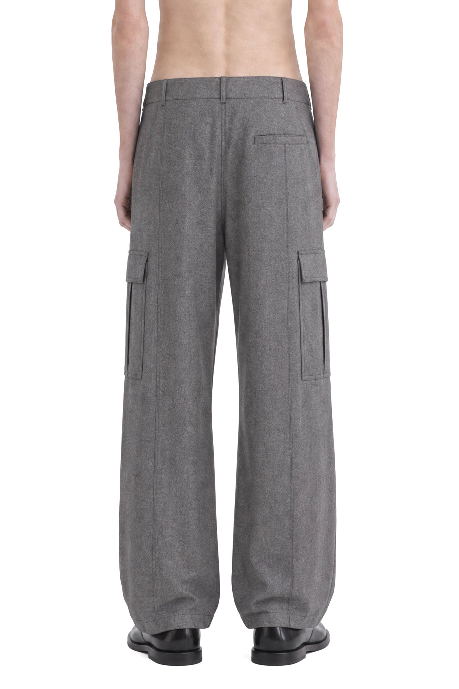 Wool Cashmere Denim-Effect Cargo Pants