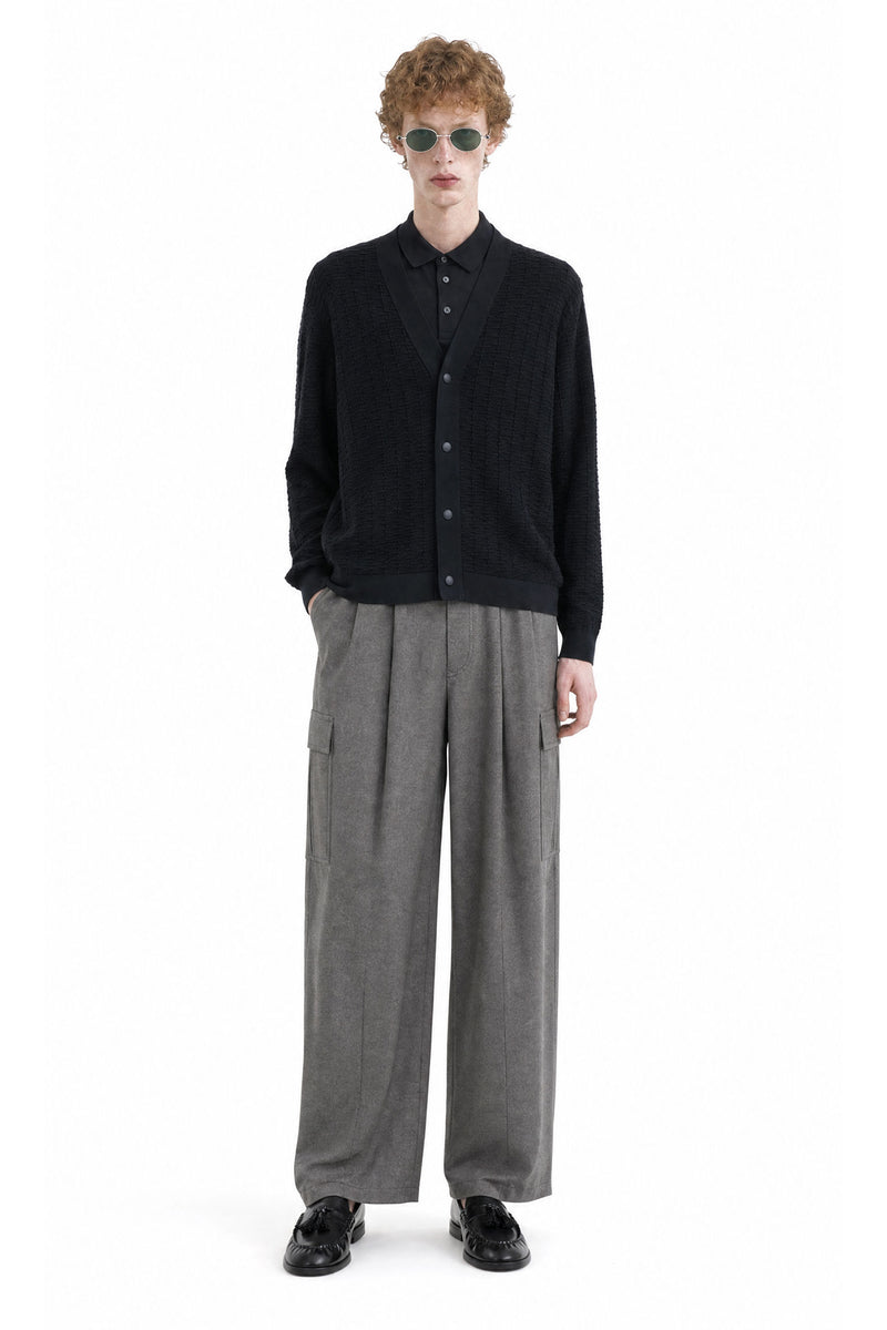 GIORGIO ARMANI Wool Cashmere Denim-Effect Cargo Pants man