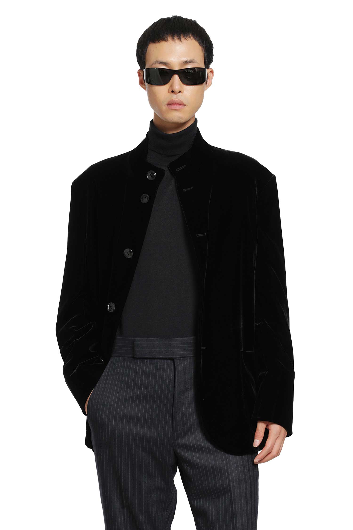 Stretch Viscose Cupro Velvet Blazer
