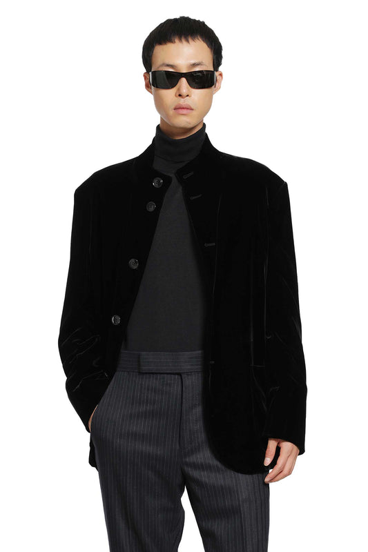Stretch Viscose Cupro Velvet Blazer
