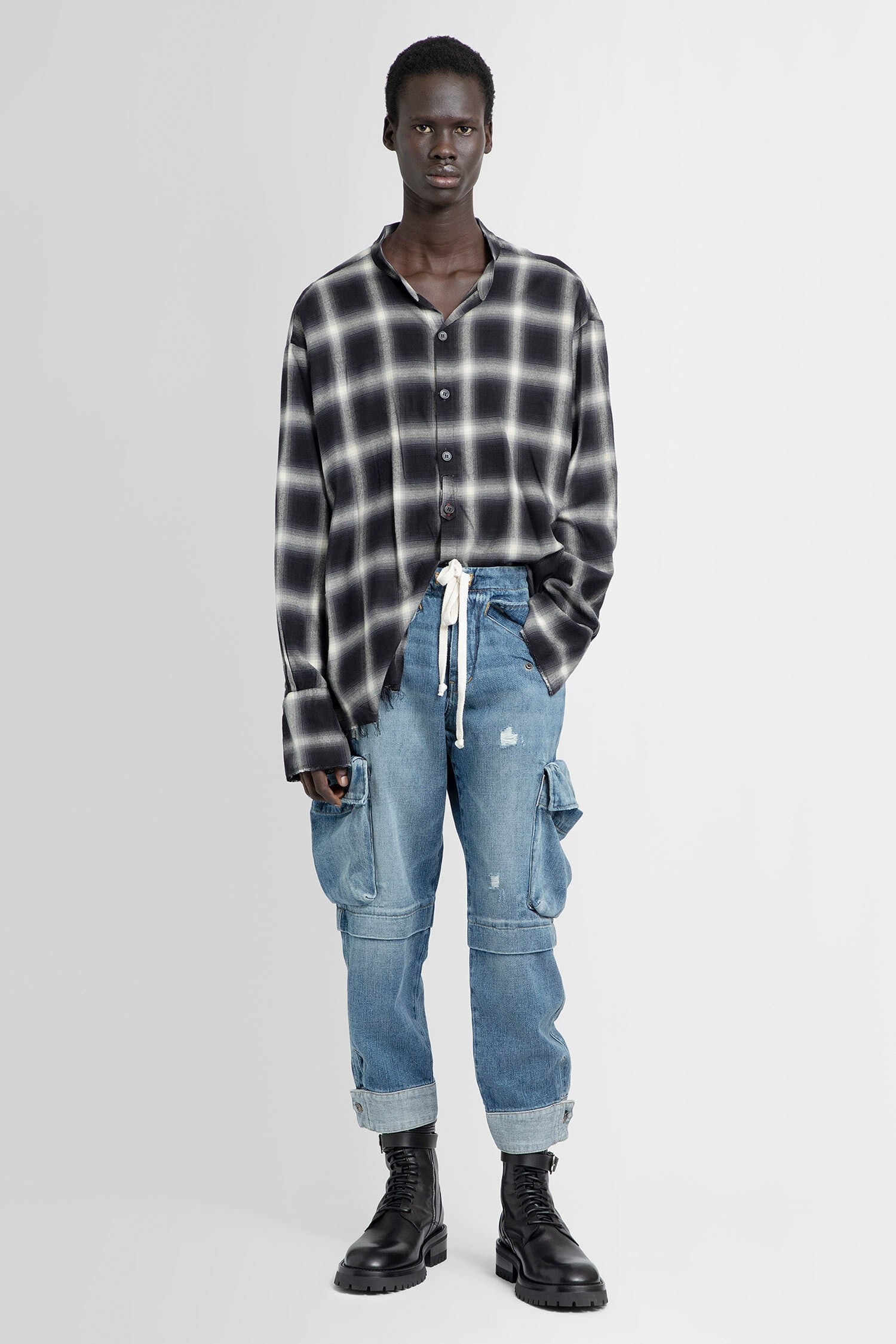 Greg Lauren Gray Check Shirt