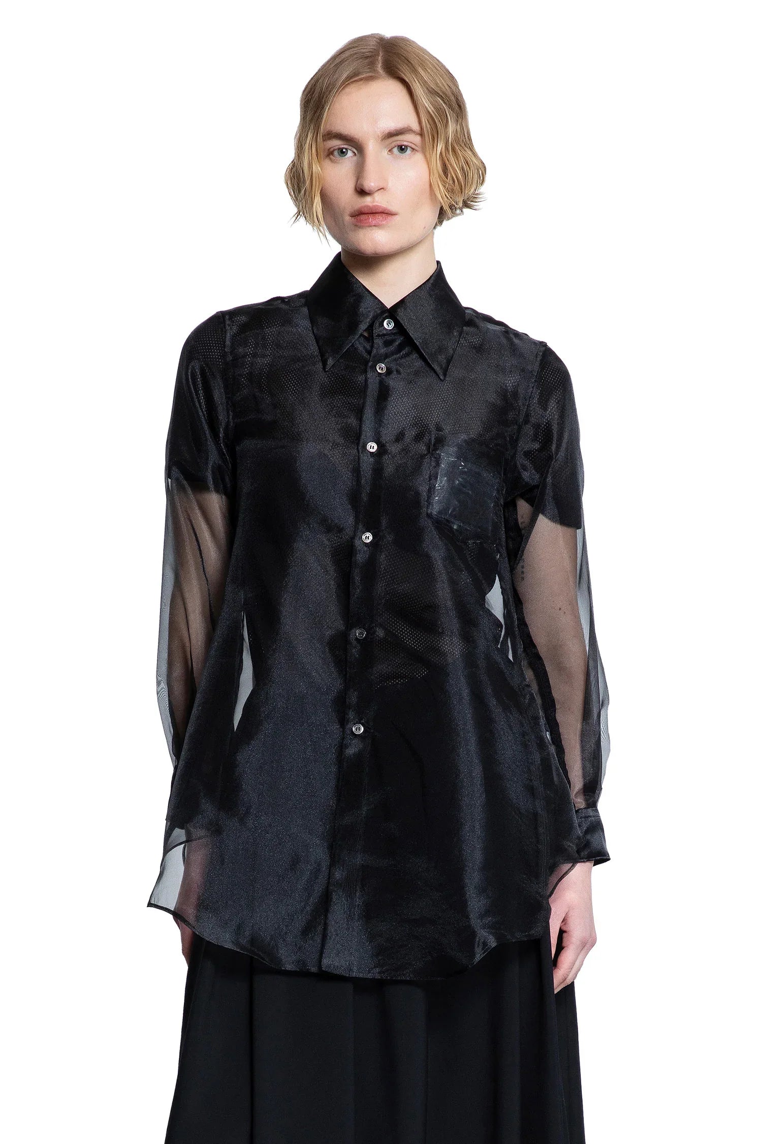 Layered Wool Mesh and Tulle Shirt - Antonioli.eu