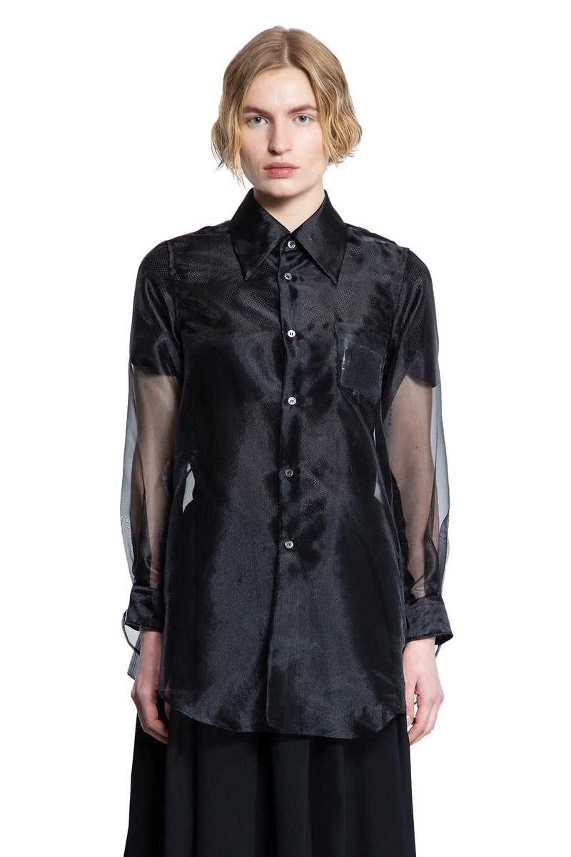 Layered Wool Mesh and Tulle Shirt - Antonioli.eu