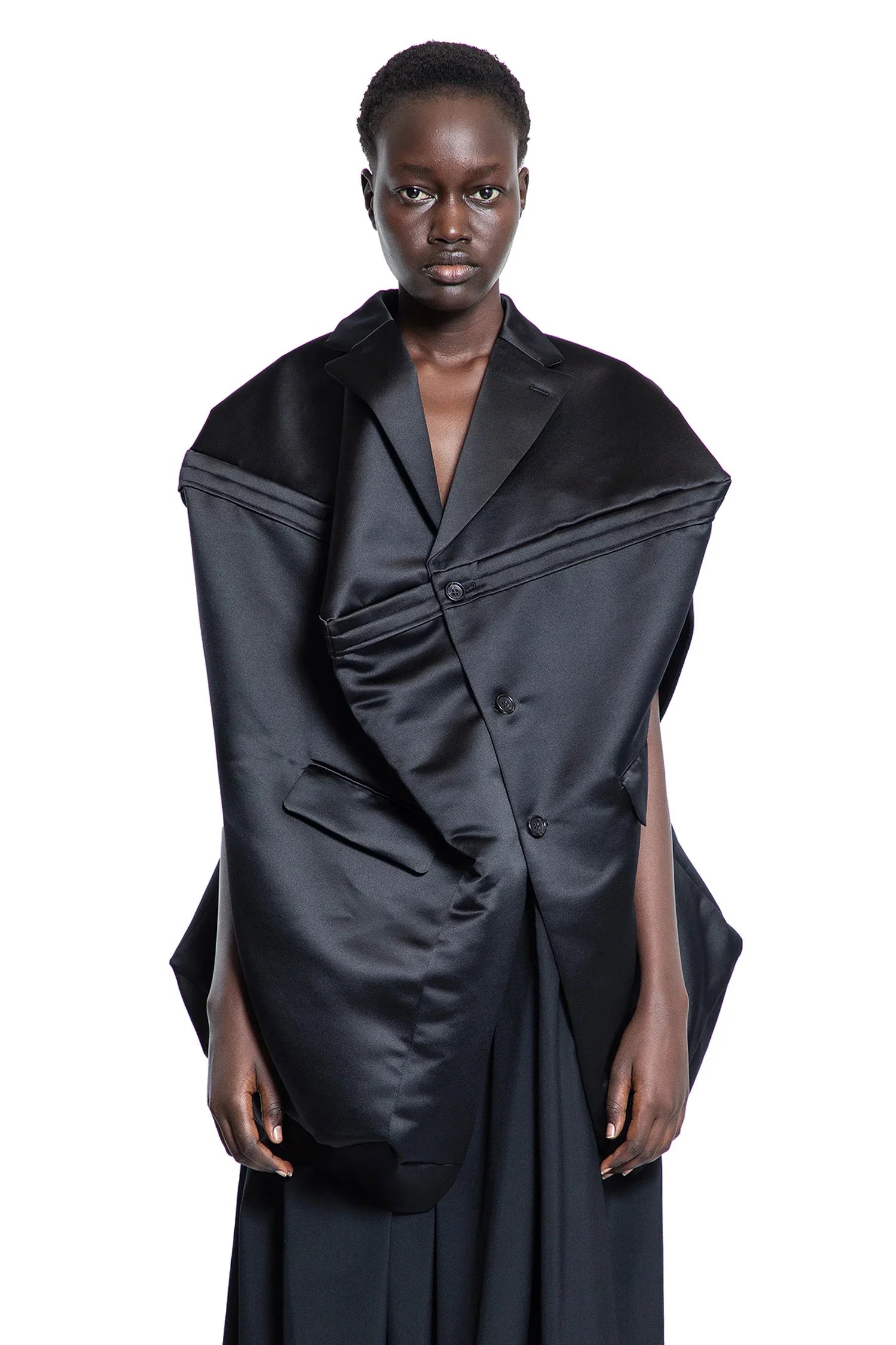 Sculptural Lady's Satin Blazer