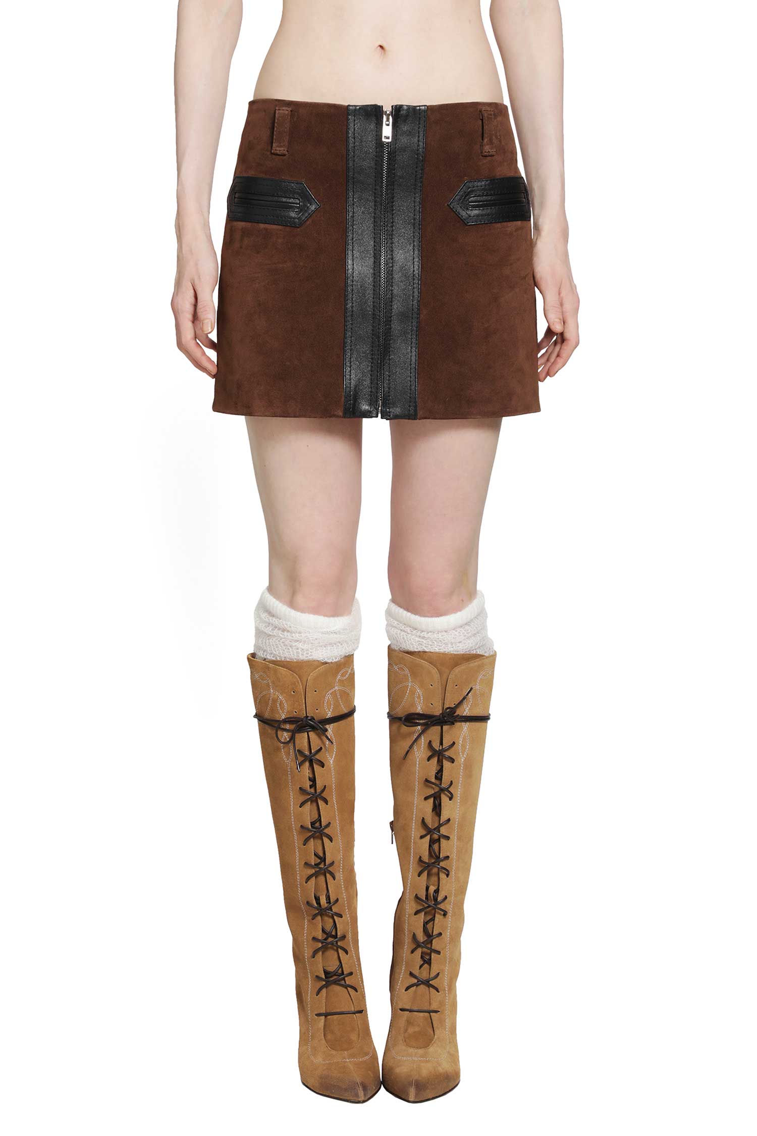 MARNI Suede and Leather Mini Skirt woman
