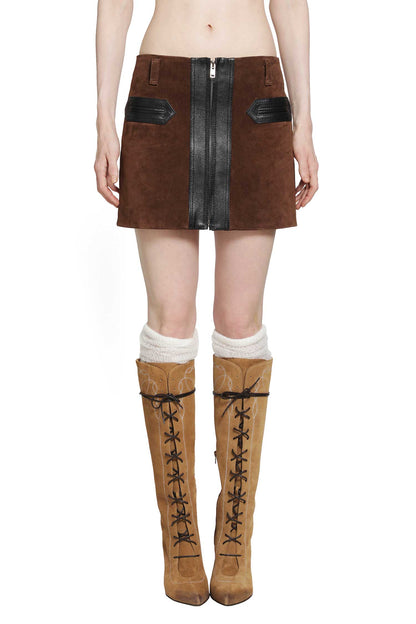 Suede and Leather Mini Skirt