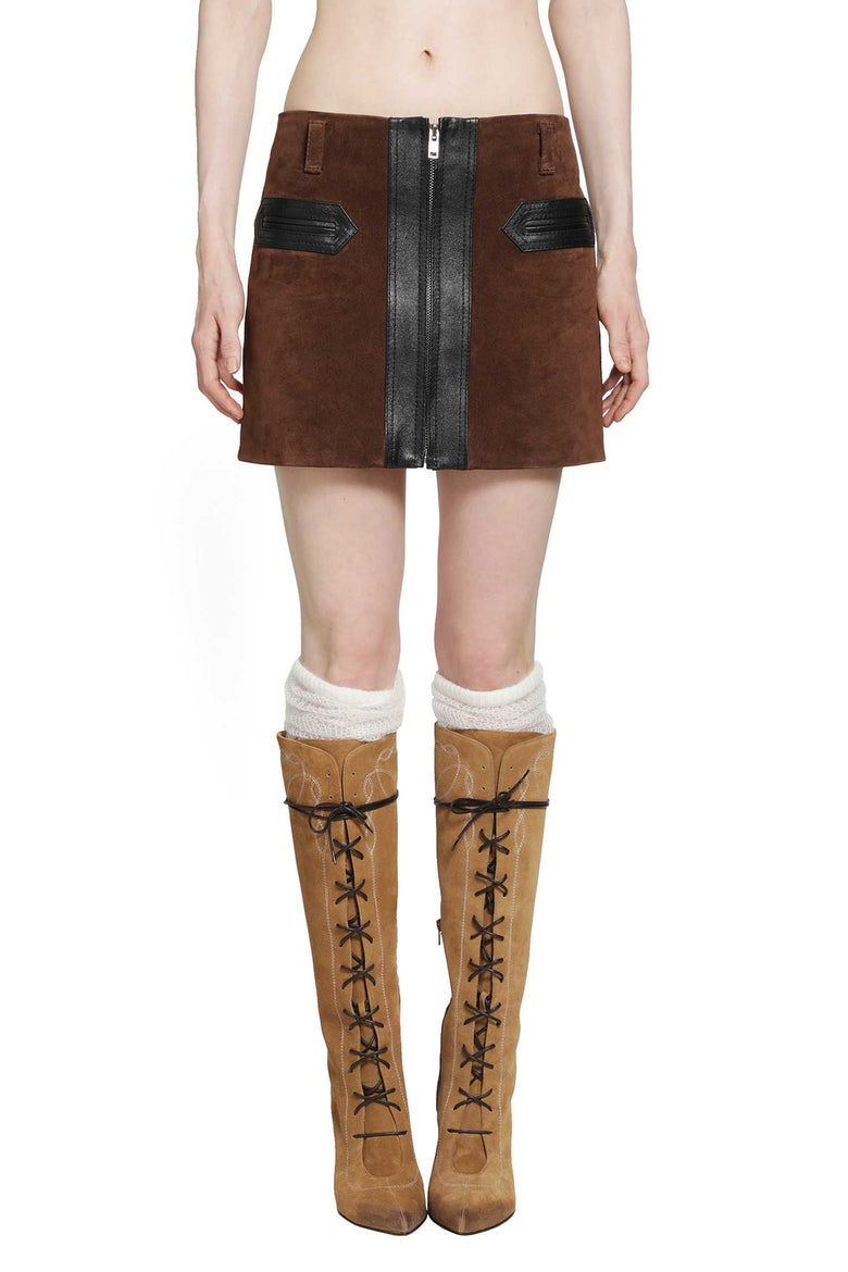 
              MARNI Suede and Leather Mini Skirt woman
            