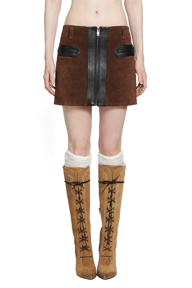 MARNI Suede and Leather Mini Skirt woman