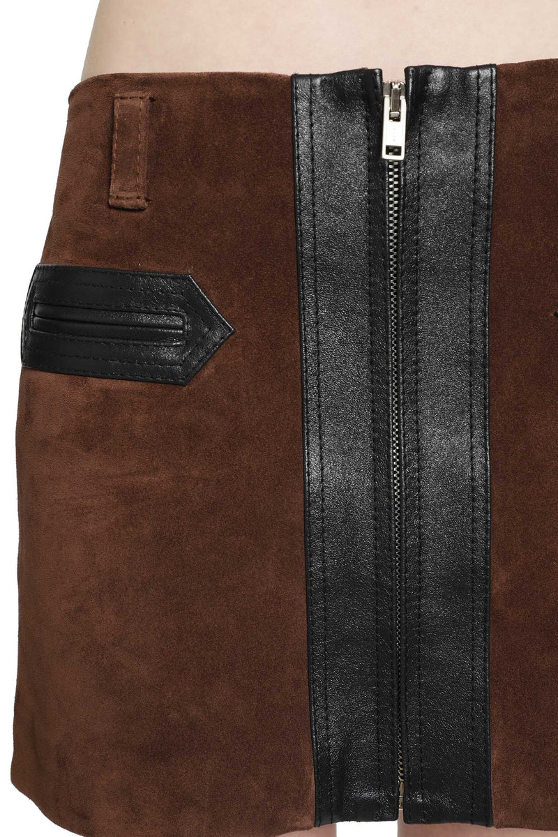 MARNI Suede and Leather Mini Skirt woman