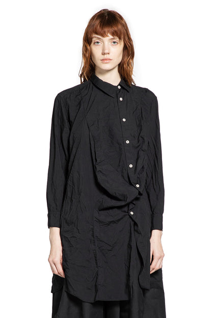 Long Asymmetric Crinkled Nylon Shirt