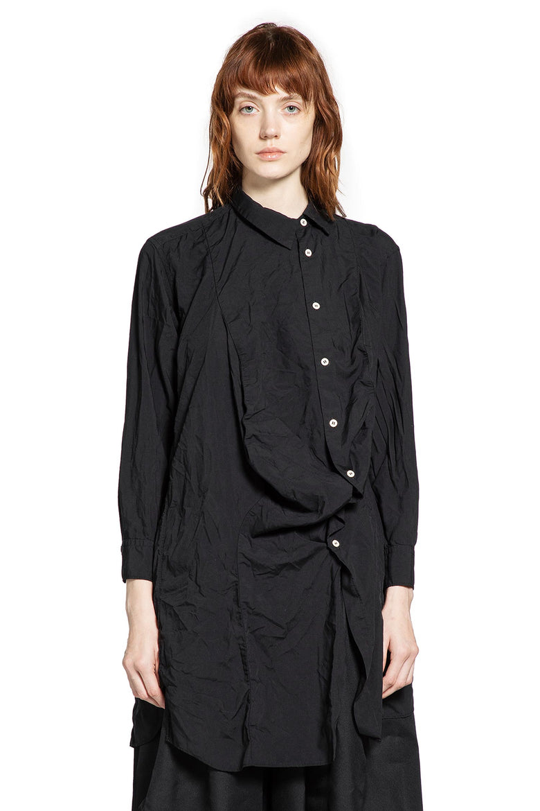 Long Asymmetric Crinkled Nylon Shirt