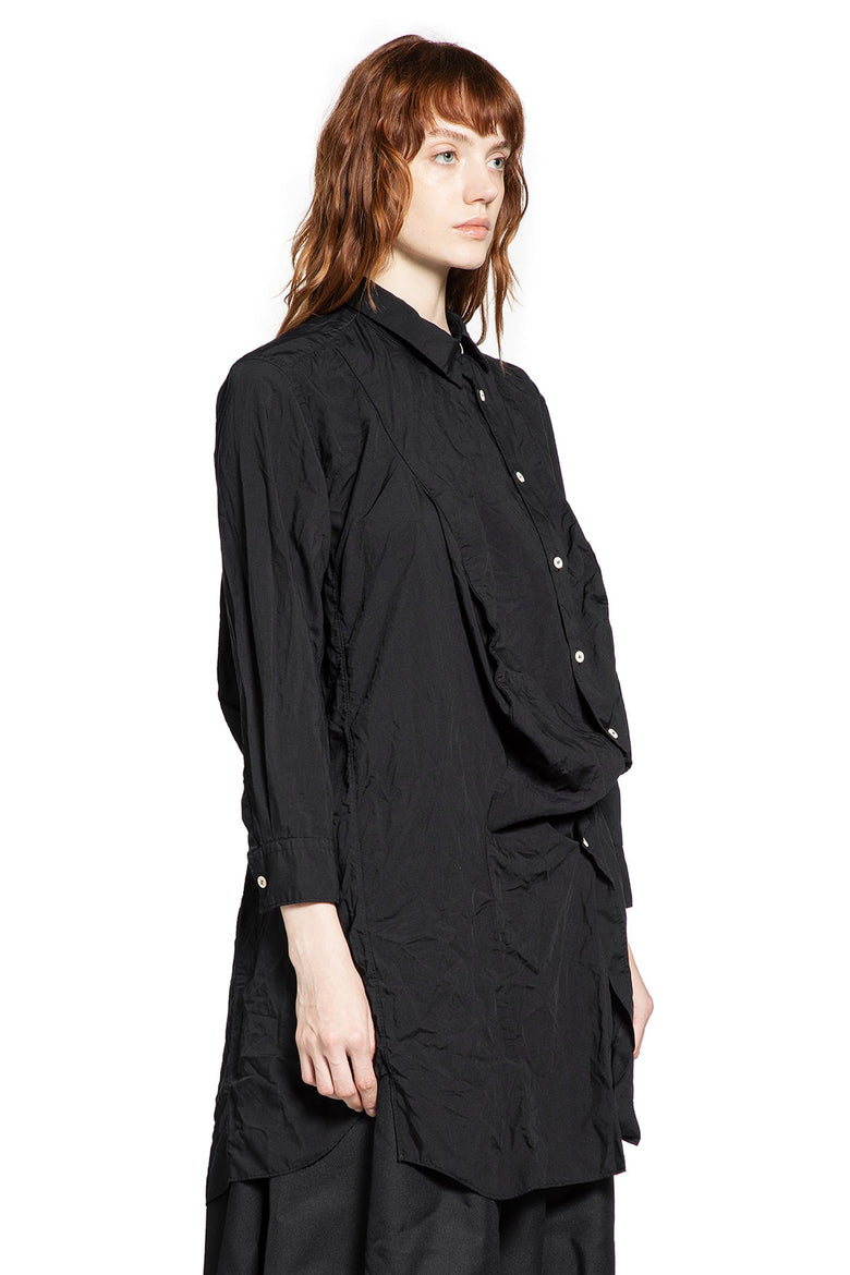 Long Asymmetric Crinkled Nylon Shirt
