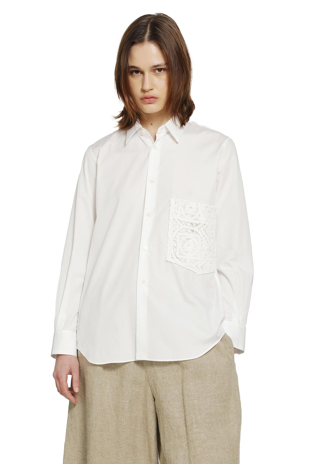 COMME DES GARCONS Crochet Pocket Shirt in Cotton Poplin woman