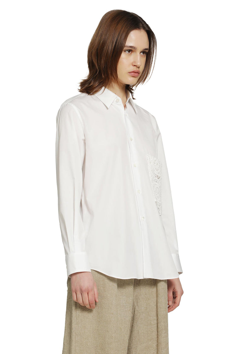 COMME DES GARCONS Crochet Pocket Shirt in Cotton Poplin woman