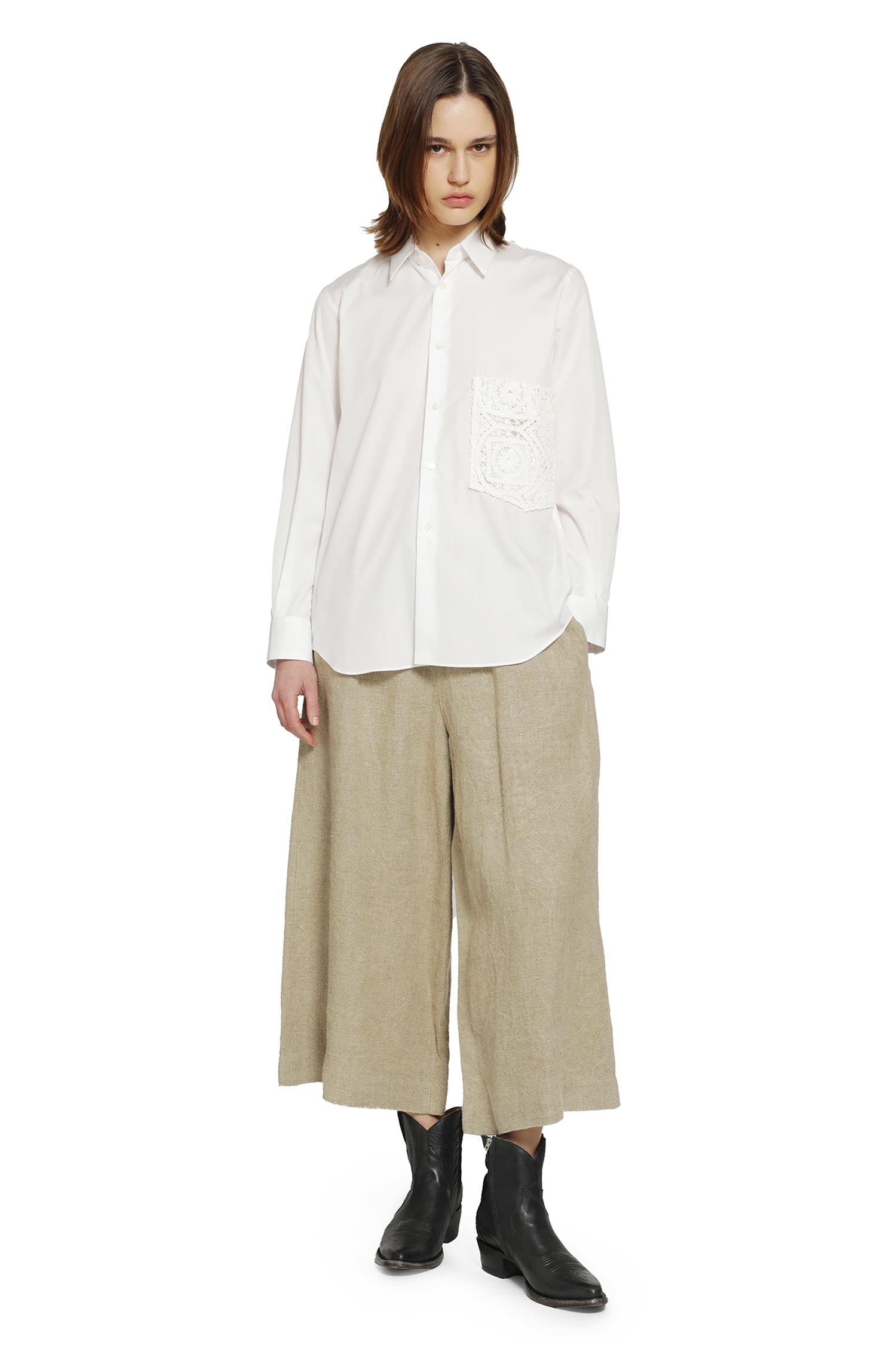 COMME DES GARCONS Crochet Pocket Shirt in Cotton Poplin woman