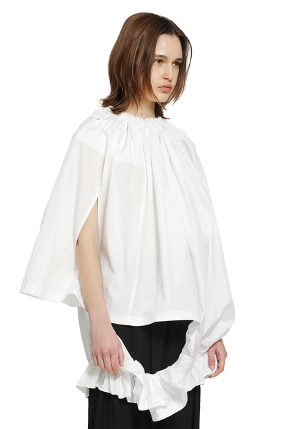 Gathered Cotton Poplin Blouse