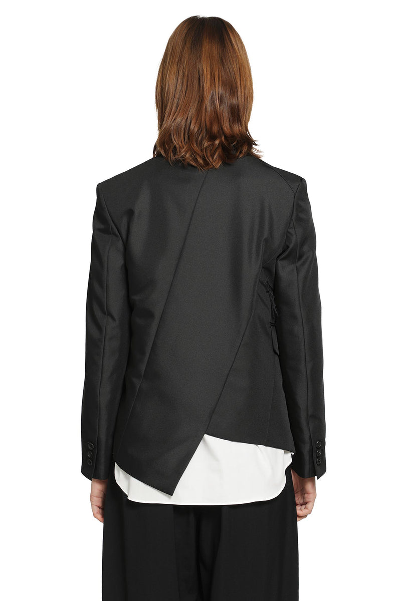 COMME DES GARCONS Single-Breasted Blazer with Frayed Trim woman