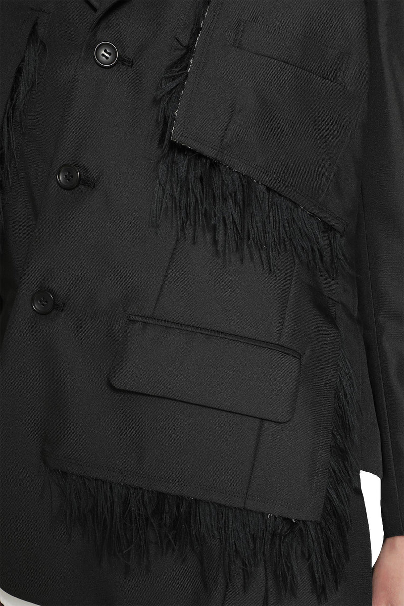 COMME DES GARCONS Single-Breasted Blazer with Frayed Trim woman