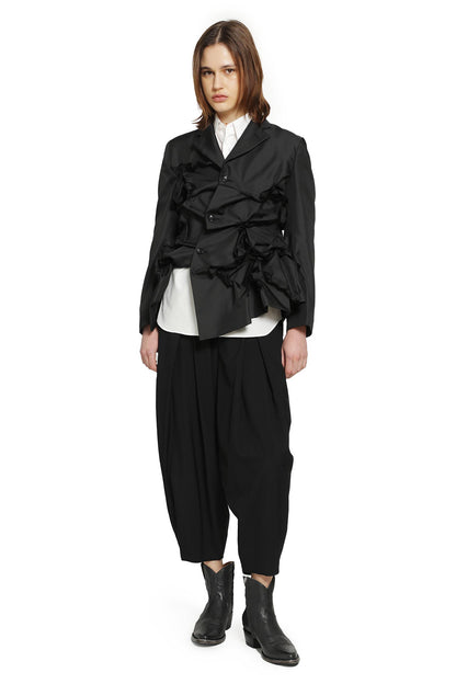 Gathered Single-Breasted Blazer