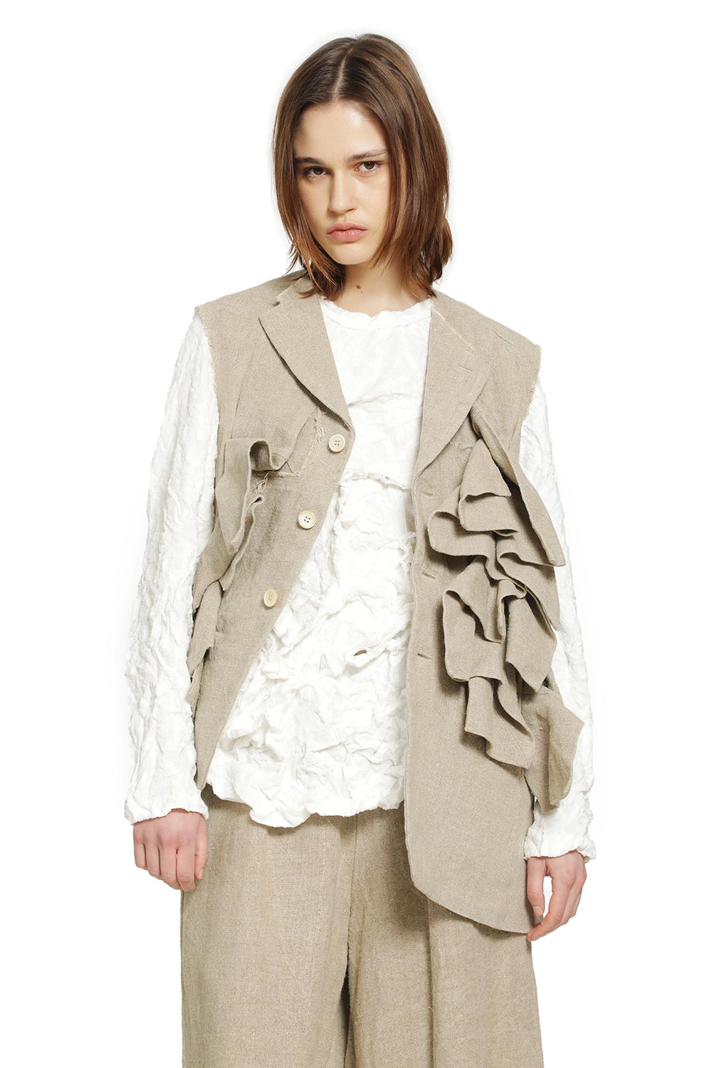 COMME DES GARCONS Ruffled Linen Vest woman