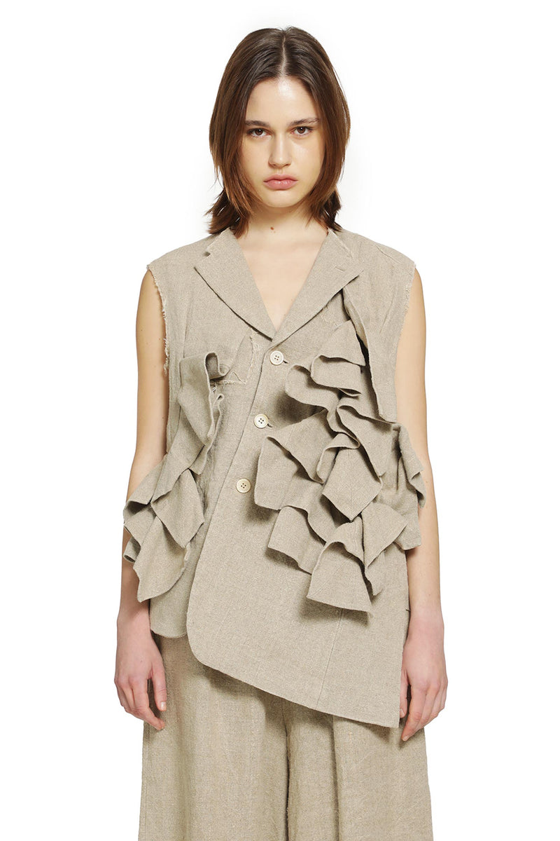 COMME DES GARCONS Ruffled Linen Vest woman