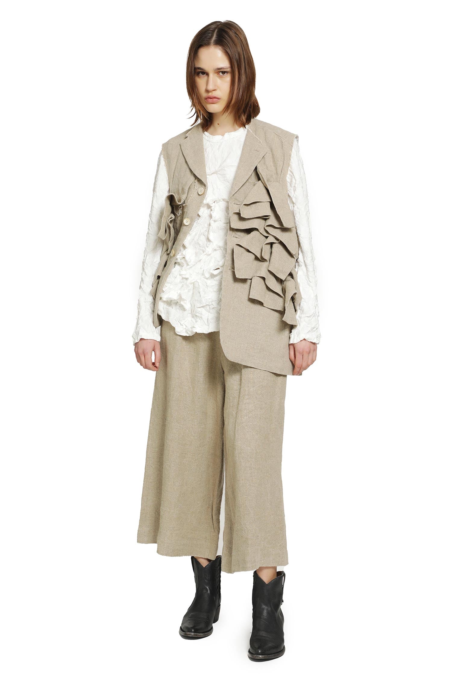 COMME DES GARCONS Ruffled Linen Vest woman