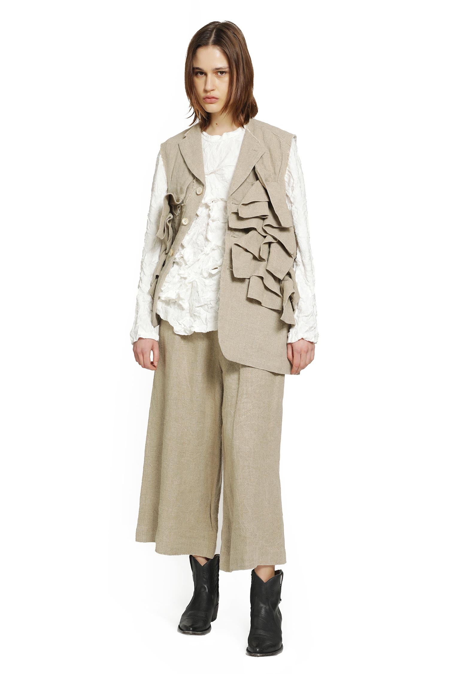 COMME DES GARCONS Cropped Linen Pants woman