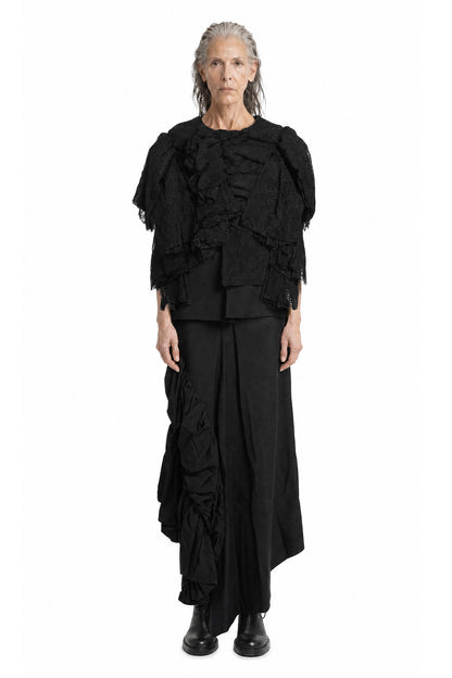 Coated Lace Long Sleeve Top
