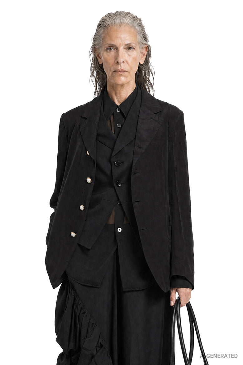 COMME DES GARCONS Layered Wool and Taffeta Blazer woman