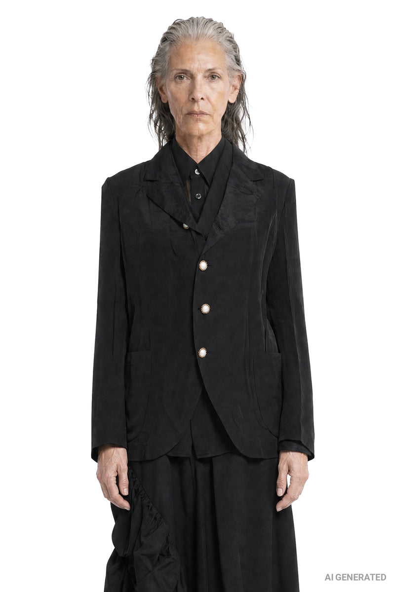 COMME DES GARCONS Layered Wool and Taffeta Blazer woman