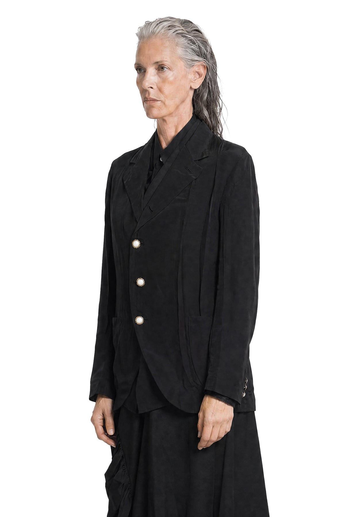 COMME DES GARCONS Layered Wool and Taffeta Blazer woman