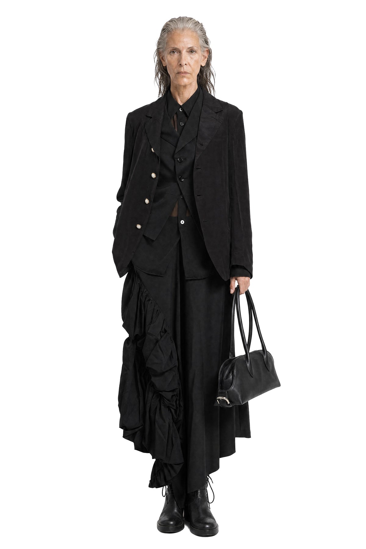 Layered Wool and Taffeta Blazer