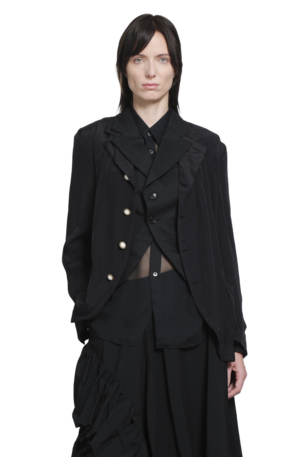 Layered Wool and Taffeta Blazer