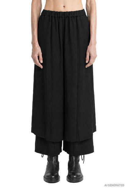 Layered Wool Taffeta Cropped Pants