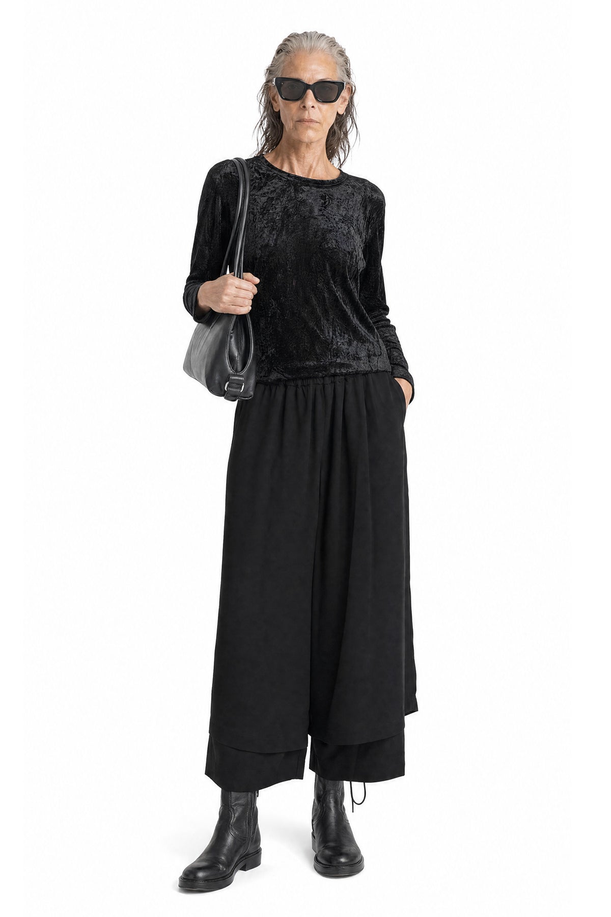 Layered Wool Taffeta Cropped Pants