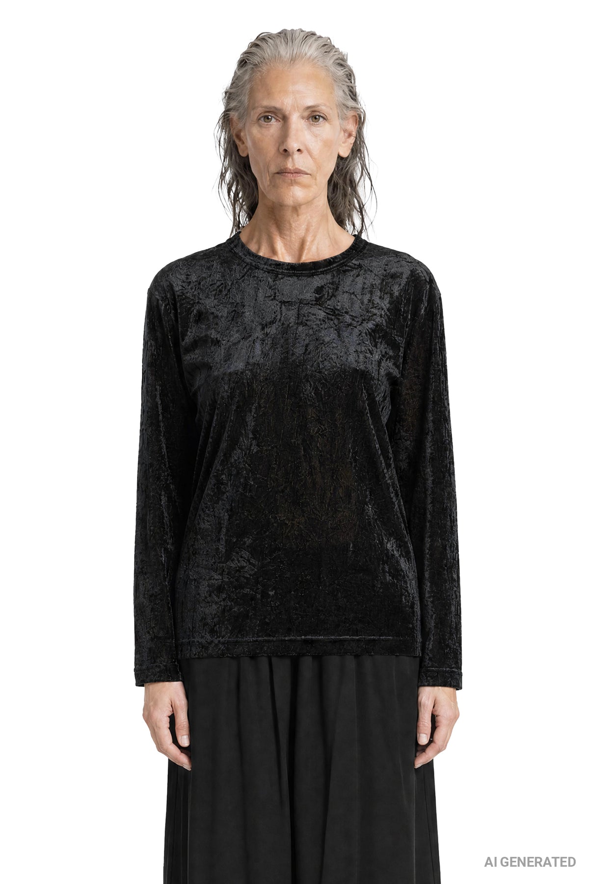 Coated Lace Long Sleeve Top