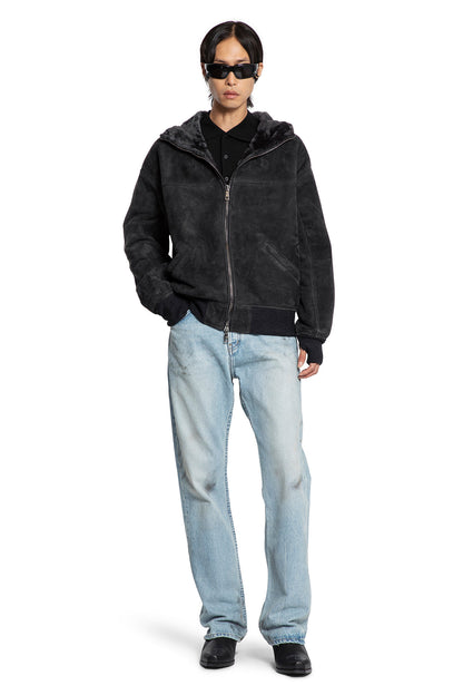 Velour Sheepskin Hooded Jacket
