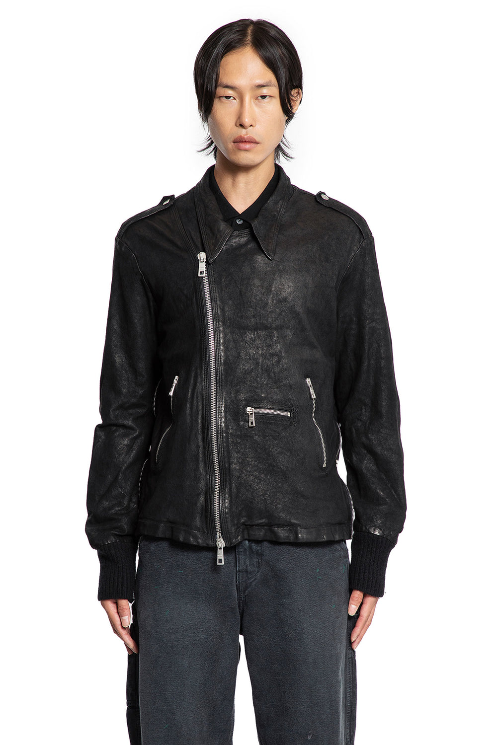 Waxed Lambskin Biker Jacket