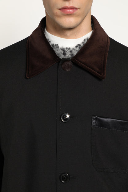 Wool Jacket with Corduroy Collar