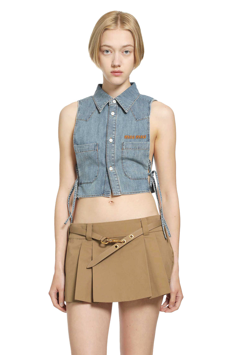 MIU MIU Cropped Chambray Shirt woman