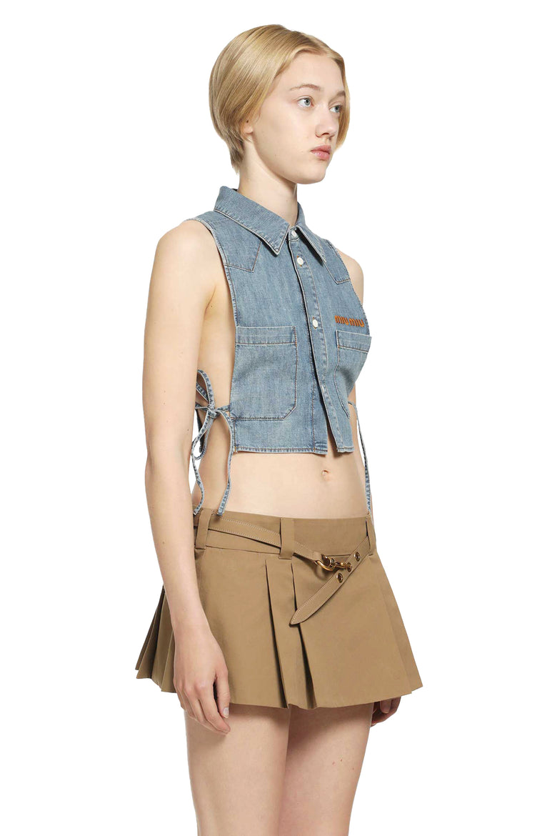 
              MIU MIU Cropped Chambray Shirt woman
            