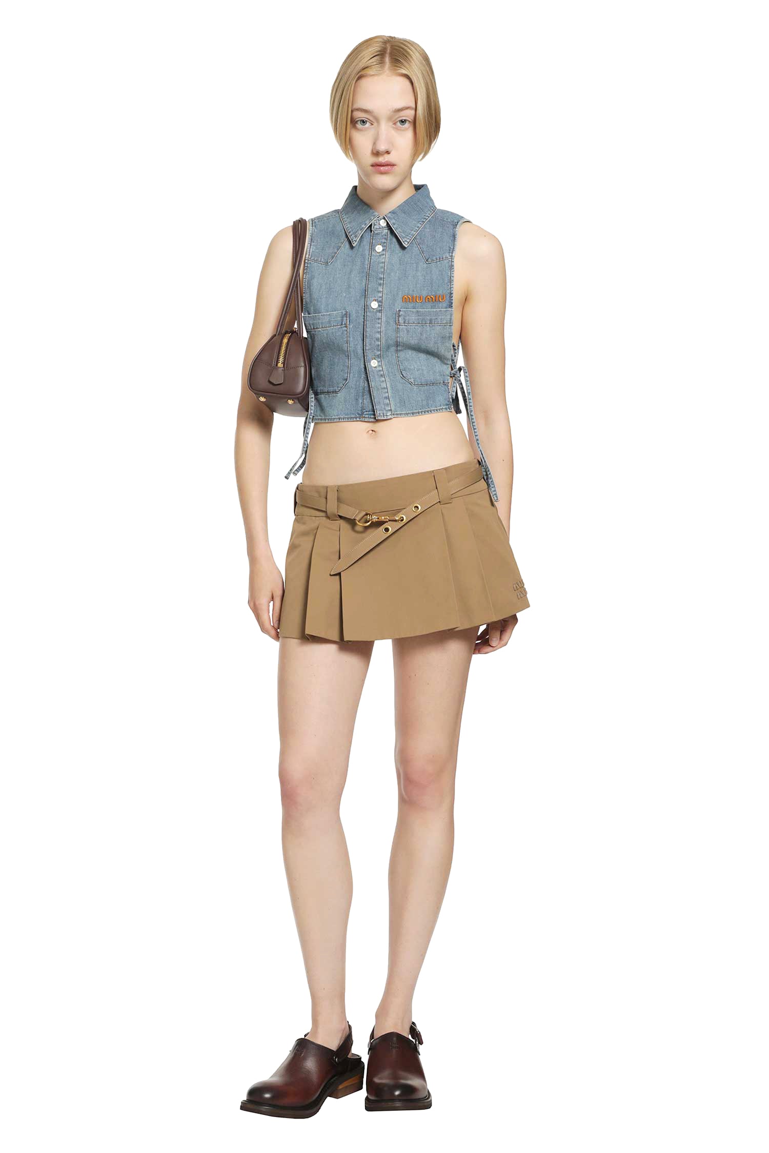 MIU MIU Cropped Chambray Shirt woman