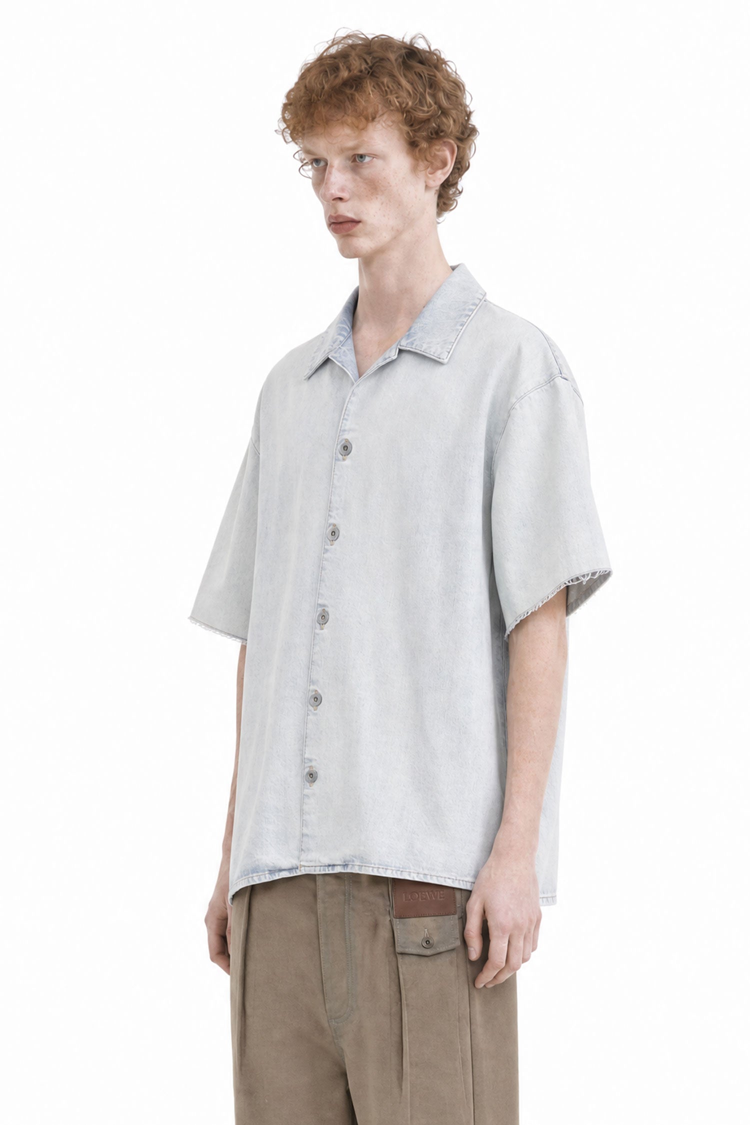 LOEWE Anagram Short Sleeve Shirt in Denim man