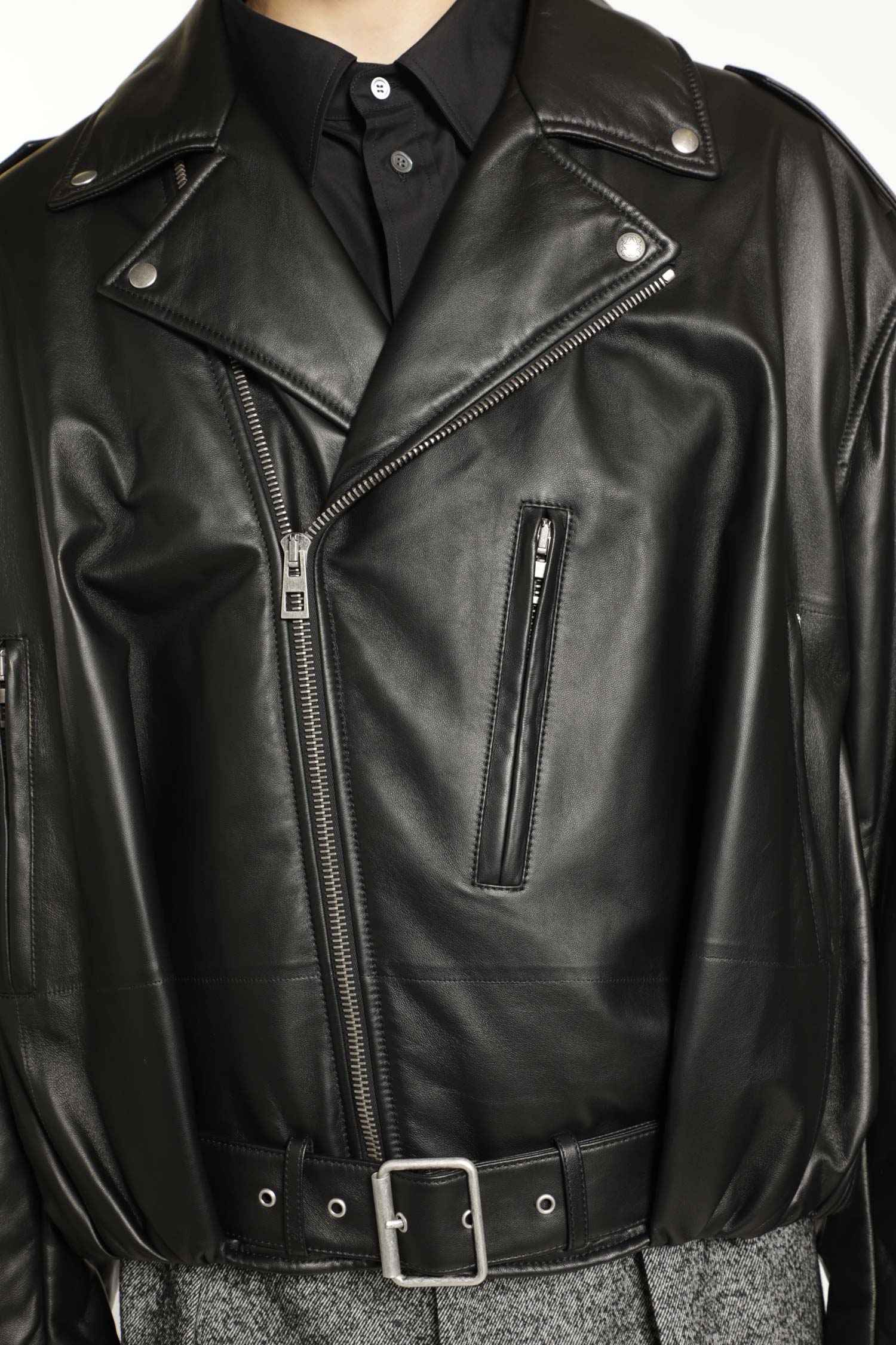 Balloon Biker Jacket in Nappa