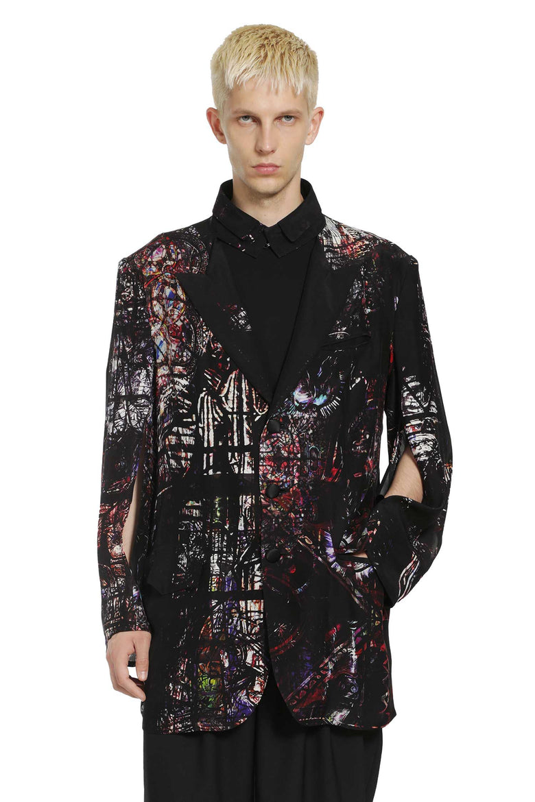 YOHJI YAMAMOTO Stained Glass Printed Message Blazer man