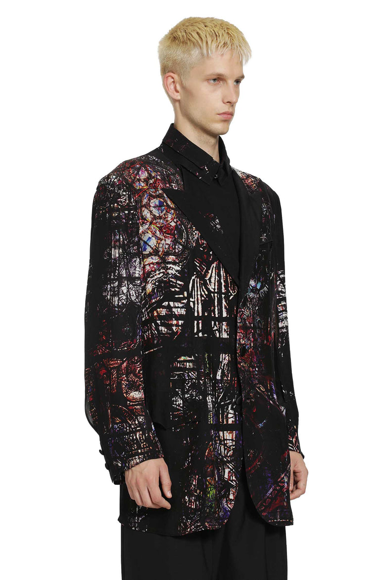 
              YOHJI YAMAMOTO Stained Glass Printed Message Blazer man
            