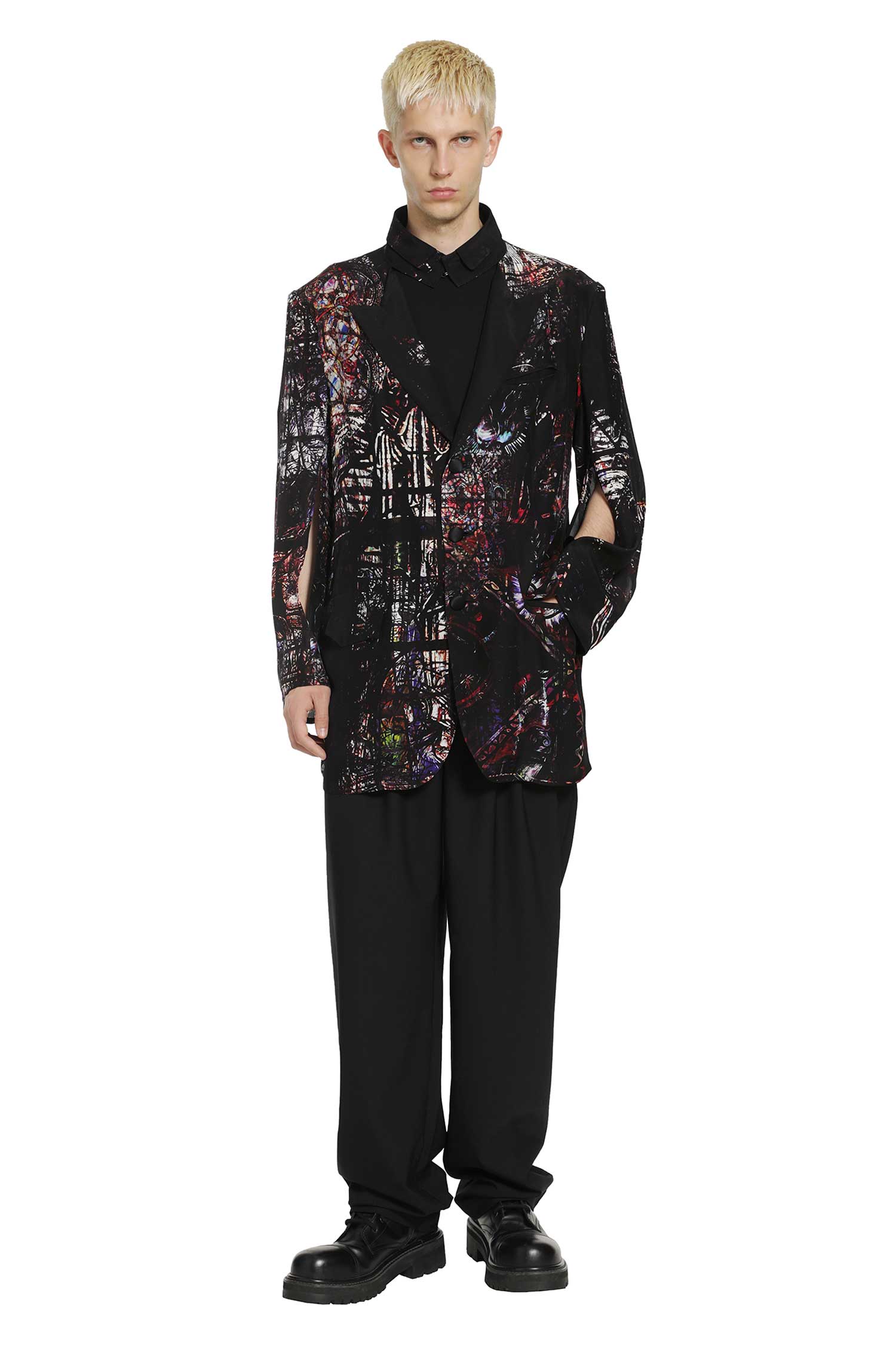 YOHJI YAMAMOTO Stained Glass Printed Message Blazer man