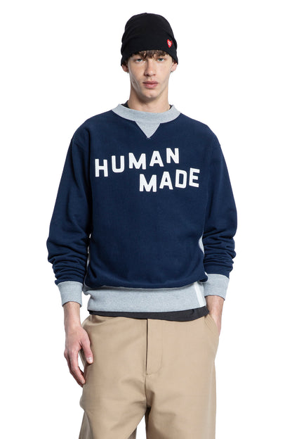 HUMAN MADE MAN BLUE SWEATSHIRTS